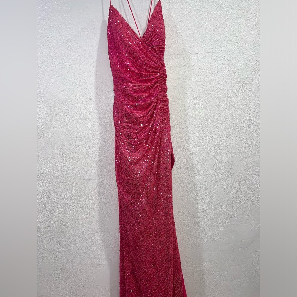-pink sparkly sequenced -brand:princess -size: small -open back -booty cinched